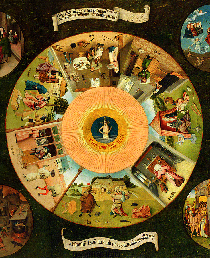 Mesa de los siete pecados capitales tambien del Bosco que se conserva en el Museo Nacional del Prado en Madrid