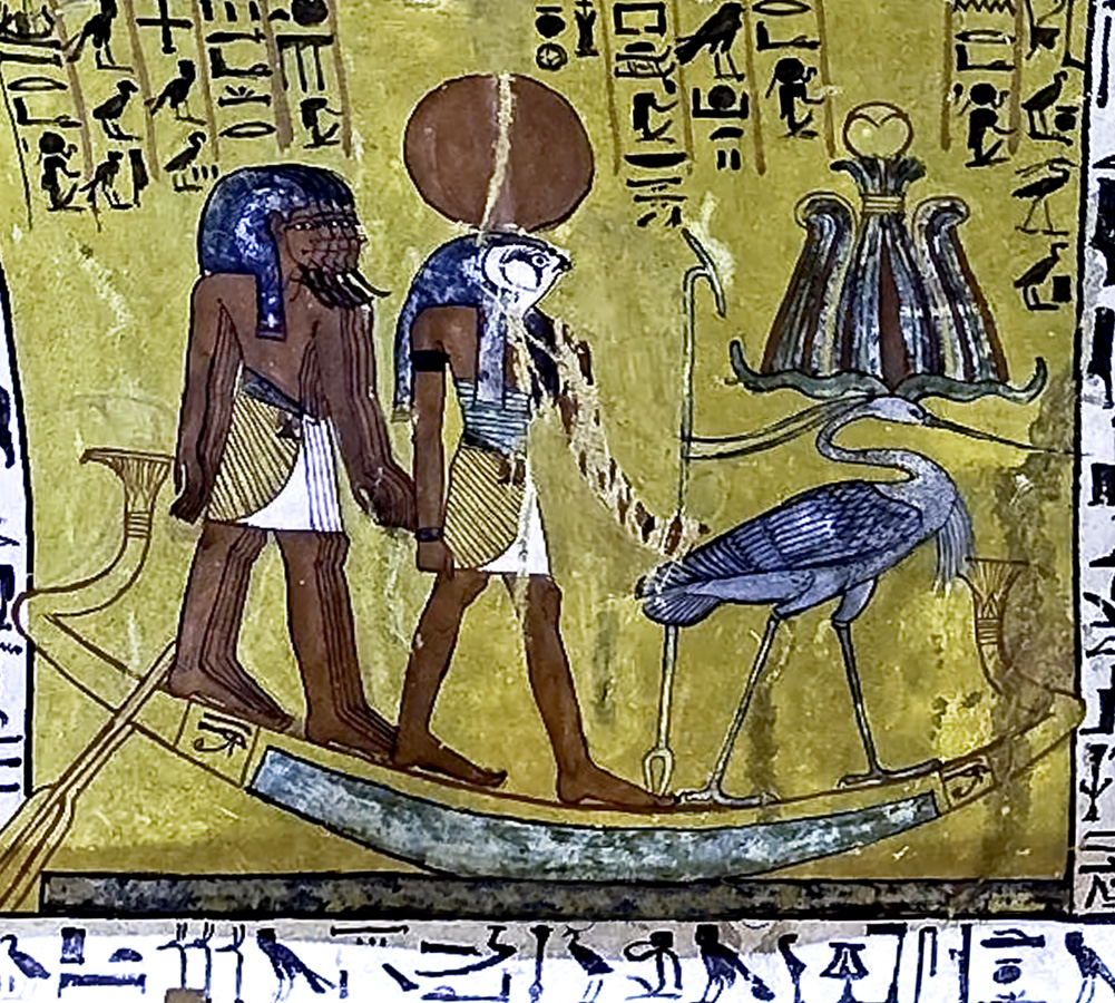 El Akh en la proa de la barca de Horus Pintura mural en la camara funeraria de Sennedjem en el poblado de los artesanos de Deir el Medina Tumba TT 1 XIX Dinastia