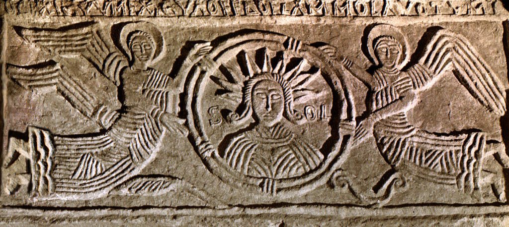 La imagen clipeada del sol en un relieve de la iglesia visigoda de Quintanilla de las Viñas Burgos