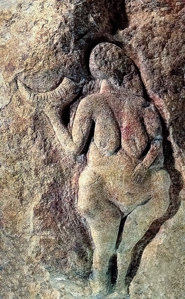 Diosa de Laussel encontrada en un abrigo rocoso en esta localidad de Dordoña en el sur de Francia Cultura Gravetiense Perigordiense Superior 25000 20000 a C
